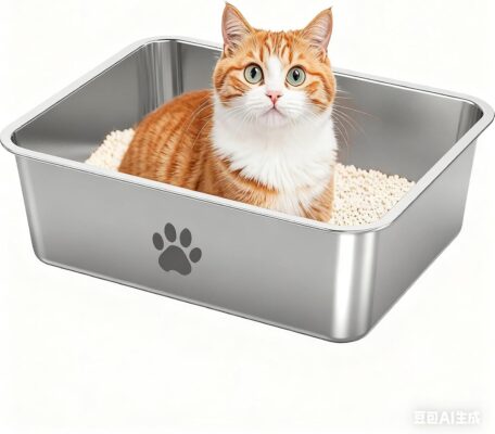 KOAKOMI Stainless Steel Cat Litter Box, Metal 6inch High Sided Cat Litter Pan, Indoor Litter Tray, Large Cat Litter Box, Pet Toilet Supplies for Cats, Rabbits, Easy Clean, Non Stick, No Smell (L)