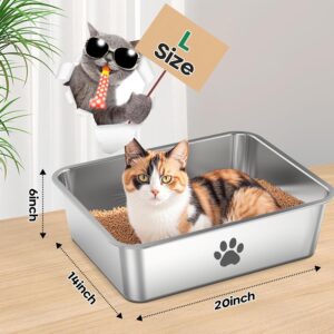Alternative view of KOAKOMI Stainless Steel Cat Litter Box, Metal 6inch High Sided Cat Litter Pan, Indoor Litter Tray, Large Cat Litter Box, Pet Toilet Supplies for Cats, Rabbits, Easy Clean, Non Stick, No Smell (L)
