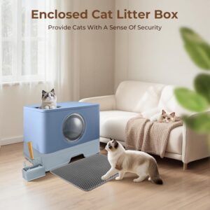Alternative view of XXXL Stainless Steel Litter Box with Lid, Front Entry Top Exit, Extra Large Metal Cat Litter Box with Drawer, Maine Coon Cats, with Litter Scoop & Litter Mat, Anti-Odor, Anti-Leakage & Non-Stick
