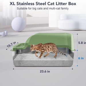 Alternative view of UPSKY Stainless Steel Cat Litter Box with Lid, XL Large Metal Litter Box for Large Breeds, Enclosed Kitty Litter Pan with High Sides, Leak-Proof & Non-Stick, Easy to Clean, Scoop and Mat Included